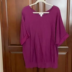 LOFT Sweater with Vertical Seaming in Purple - Size XL